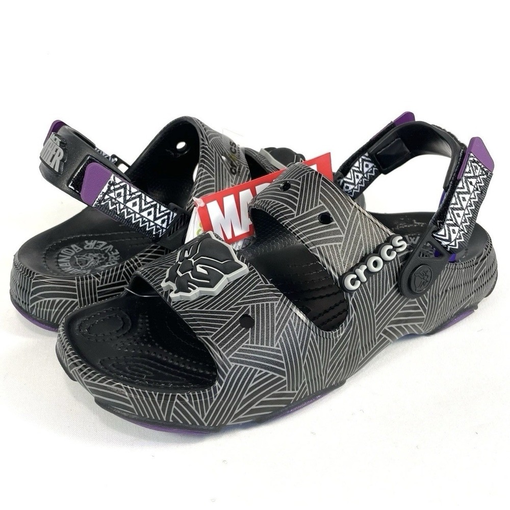 Crocs Marvel Black Panther Wakanda Forever Sandals Clogs Mens 6 Womens 8